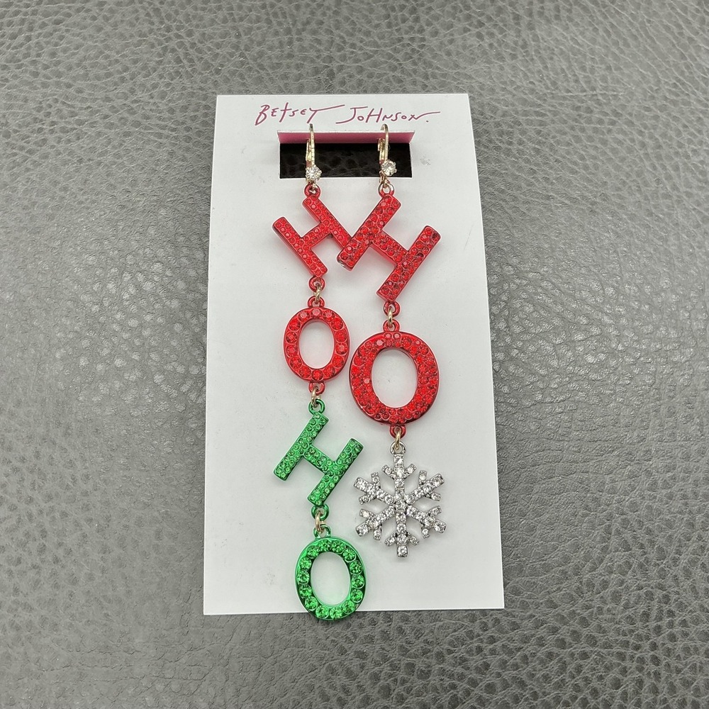 Betsey Johnson Earrings Multicolor Ho Ho Ho Snowflake Dangle Womens Jewelryā
